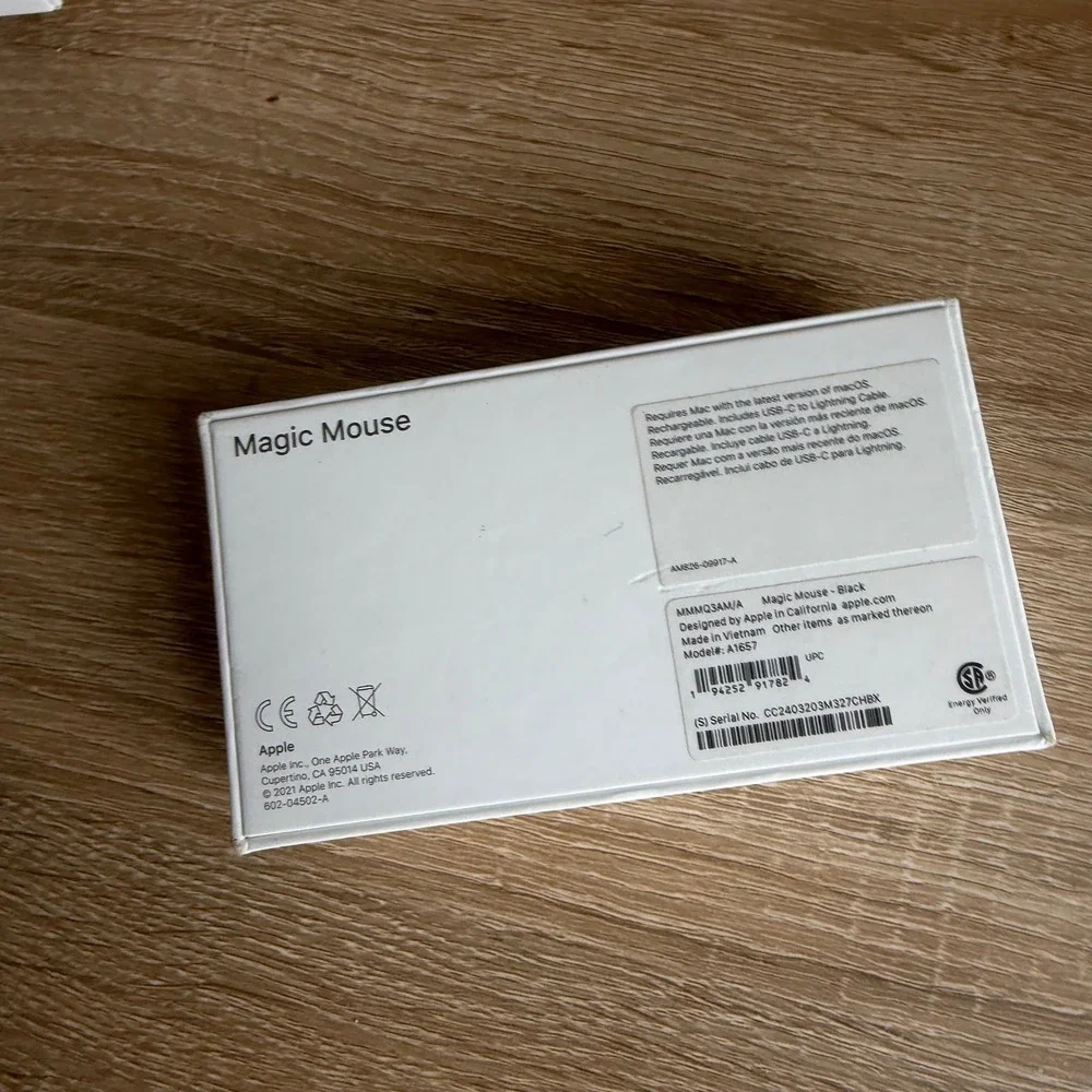 Apple‎ Magic Mouse Black Wireless Rechargeable Bluetooth Model A1657 EMPTY BOX